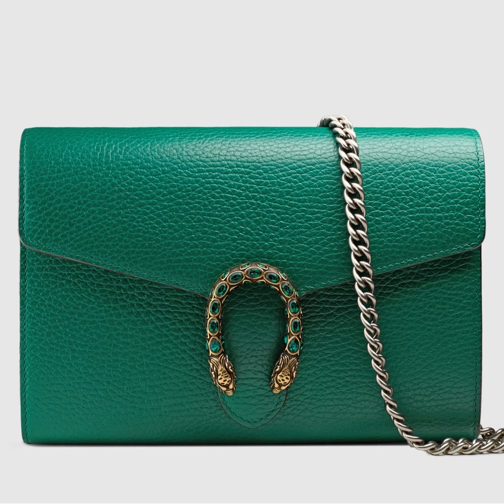 GUCCI DIONYSUS MINI LEATHER CHAIN WALLET